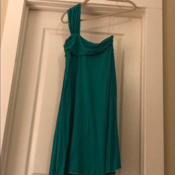 Teal one shoulder dress - Picture 2 of 4